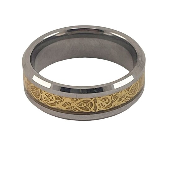 Mens Celtic Dragon Ring Knot Tungsten Ring Classic 8mm Width - Picture 2 of 5
